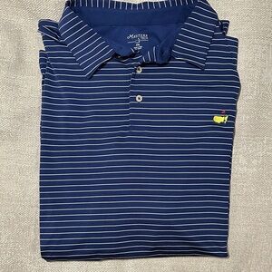 Masters Navy and White Striped Polo Shirt